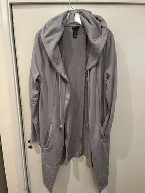 H&M Light Gray Hooded Open-Front Utility Jacket size medium